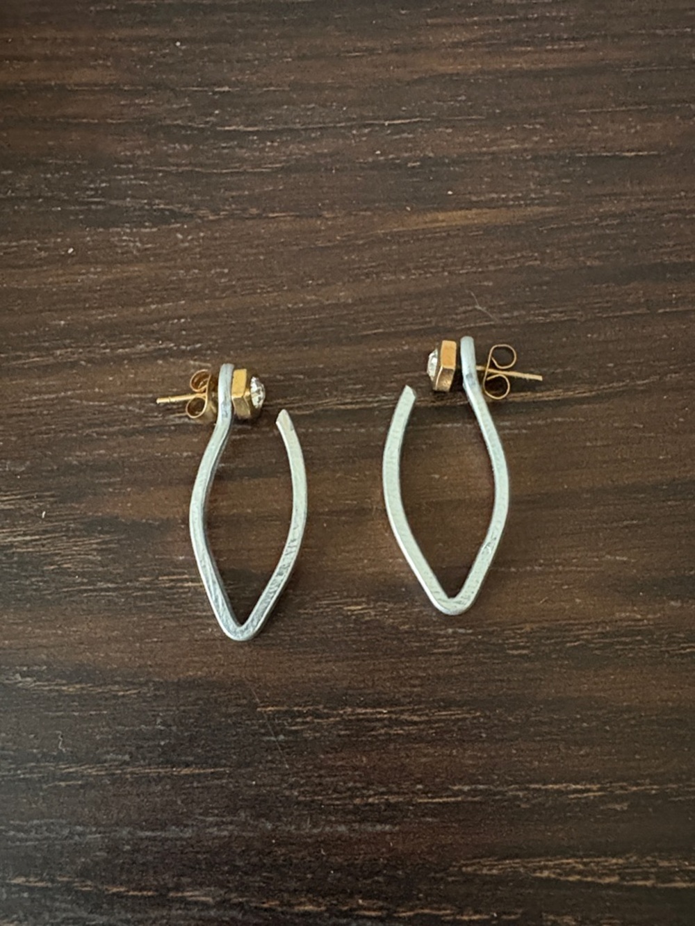 Silver tone Brass Open Teardrop Post Hoop Earring Jackets